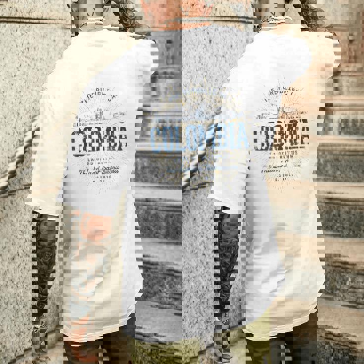 Colombia レトロなスタイルのヴィンテージコロンビア メンズTシャツ バックプリント 彼への贈り物