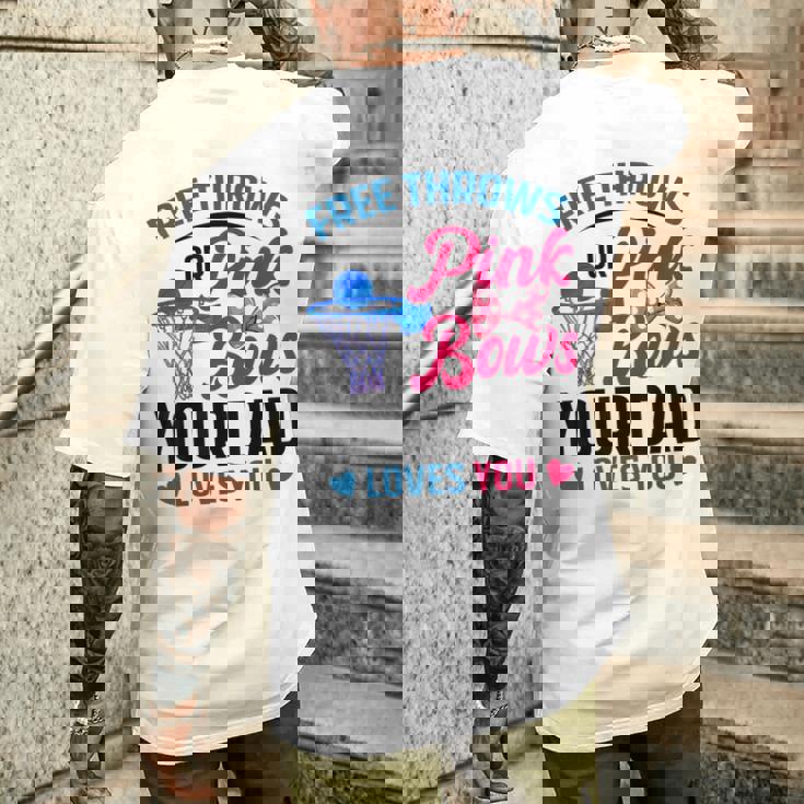 Dad Loves You Free Throw Or Pink Bows 性別発表 メンズTシャツ バックプリント 彼への贈り物