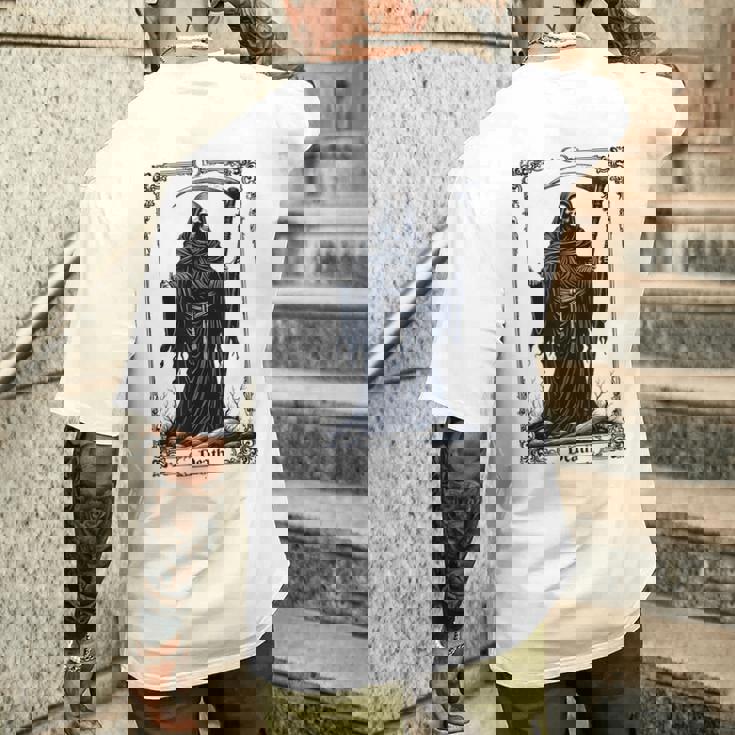 Death Tarot Card 13 Craft Gothic Reaper Aesthetic メンズTシャツ バックプリント 彼への贈り物