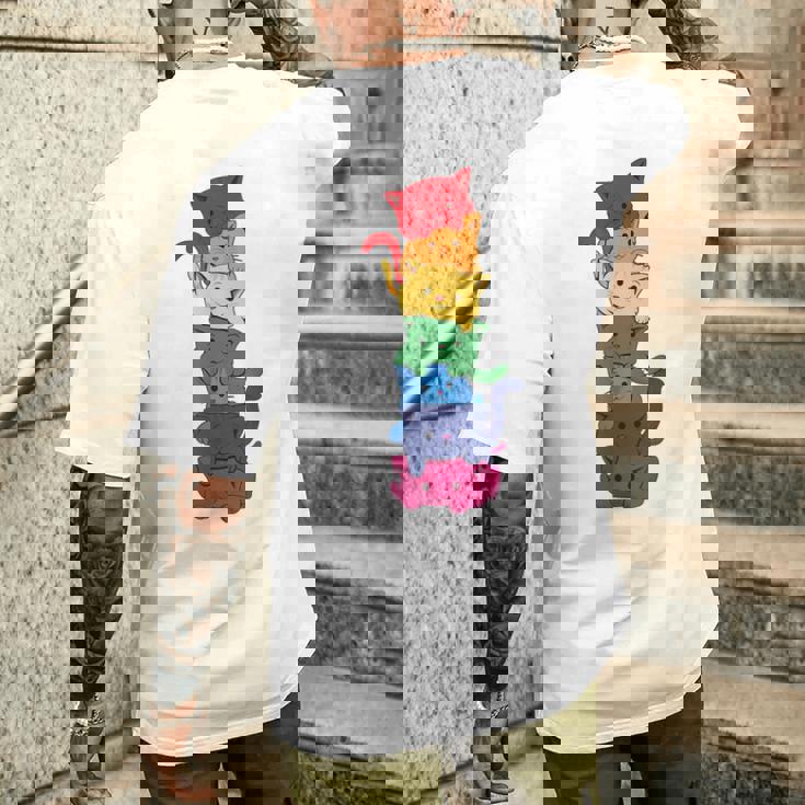 Divertido Gato Lgbt Pila Arco Iris Orgullo Gay Para El Amante De Camiseta Hombre Estampado Espalda Regalos para él
