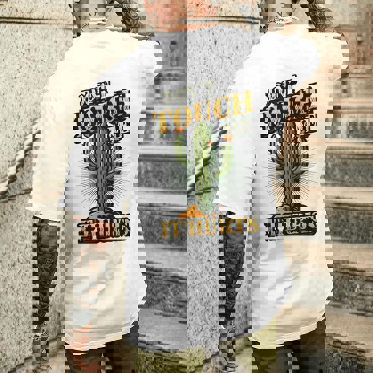 Don't Touch Me It Hurts – サボテンの反社会的ユーモア メンズTシャツ バックプリント 彼への贈り物