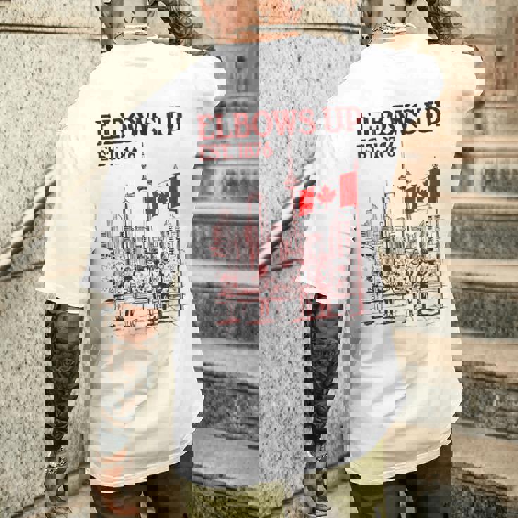 Elbows Up Canada Est 1867 カナダ国旗 カナダ地図 カナダ メンズTシャツ バックプリント 彼への贈り物