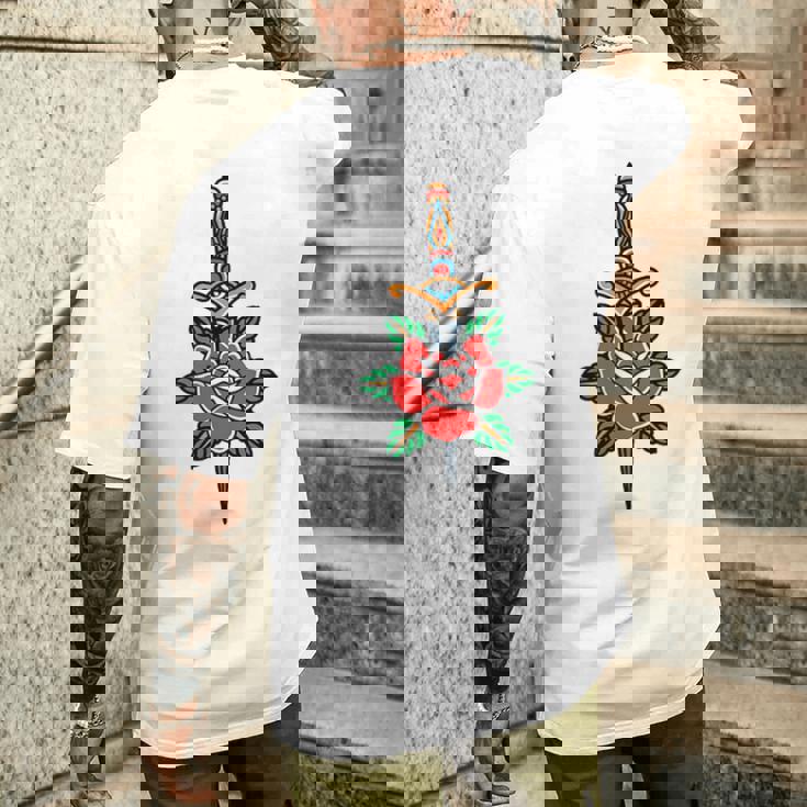 Fake Friends アメリカントラディショナルタトゥー オールドスクールフラッシュ メンズTシャツ バックプリント 彼への贈り物