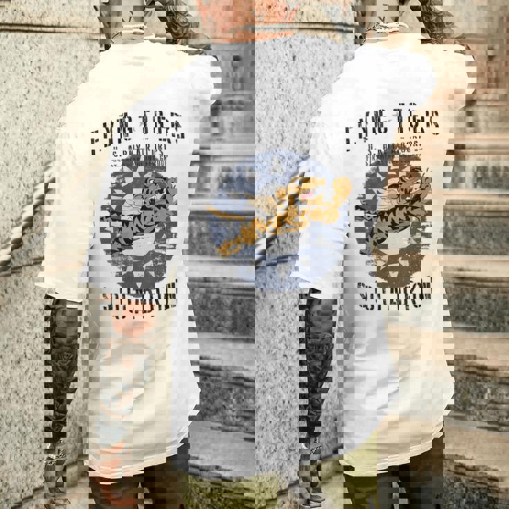 Flying Tigersquadron 第二次世界大戦ヴィンテージ記章 バックプリント メンズTシャツ バックプリント 彼への贈り物