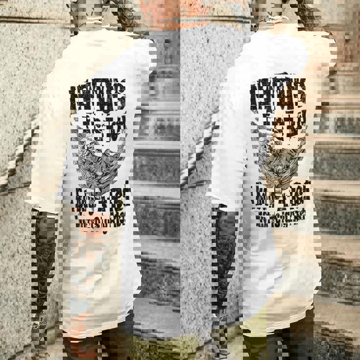 Physics ニュートンの第一法則体 安静時科学 メンズTシャツ バックプリント 彼への贈り物