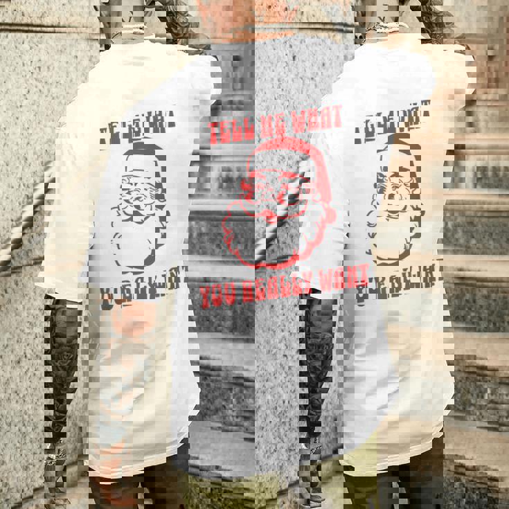 Tell Me What You Really Want Christmas メンズTシャツ バックプリント 彼への贈り物