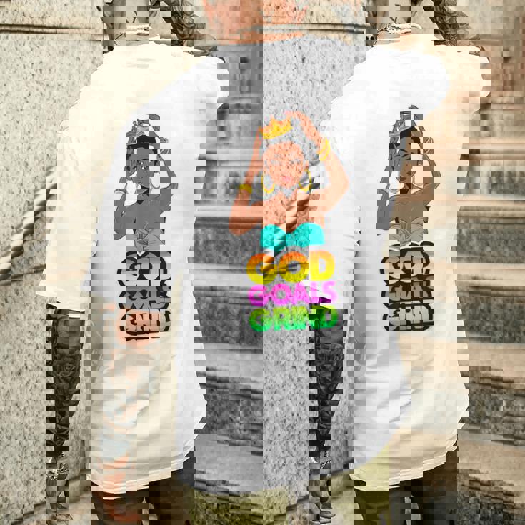 God Goals グラインドメラニン クリスチャン 楽しい ブラック クイーン ガールズ メンズTシャツ バックプリント 彼への贈り物