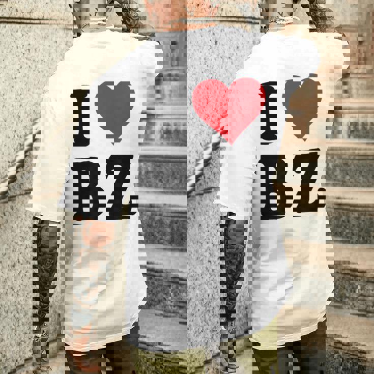 I Heart Bz イニシャル I Love BZ 姓 B Z メンズTシャツ バックプリント 彼への贈り物
