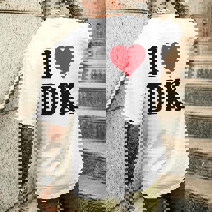 I Heart Dk Initials I Love DK First And Last Name D K メンズTシャツ バックプリント 彼への贈り物