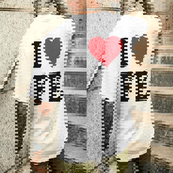 I Heart Fe Initials I Love FE First And Last Name F E メンズTシャツ バックプリント 彼への贈り物