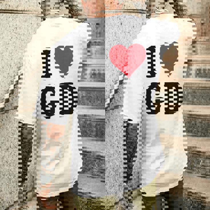 I Heart Gd Initials I Love GD First And Last Name G D メンズTシャツ バックプリント 彼への贈り物