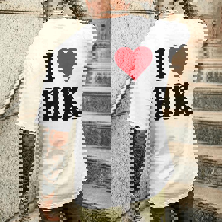 I Heart Hk Initials I Love HK First And Last Name H K メンズTシャツ バックプリント 彼への贈り物