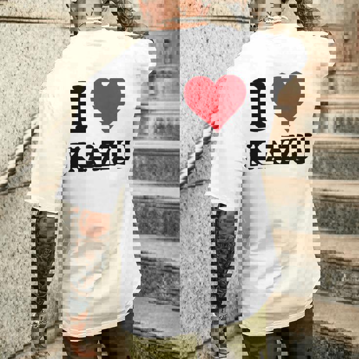 I Heart Kazu 名 I Love パーソナライズ メンズTシャツ バックプリント 彼への贈り物