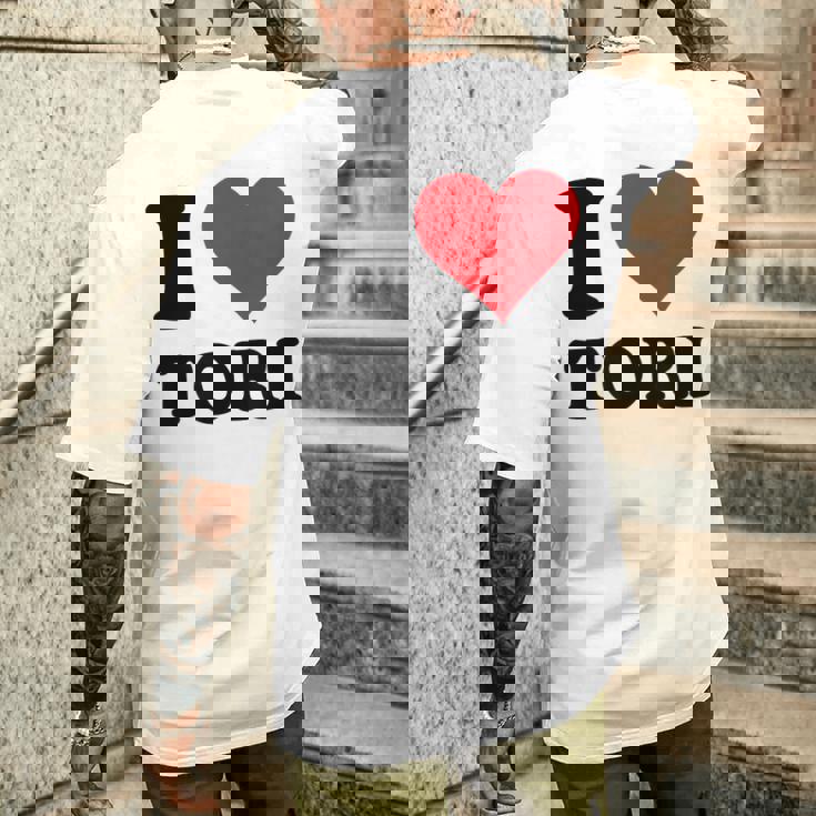 I Heart Tori ファーストネーム I Love パーソナライズ メンズTシャツ バックプリント 彼への贈り物