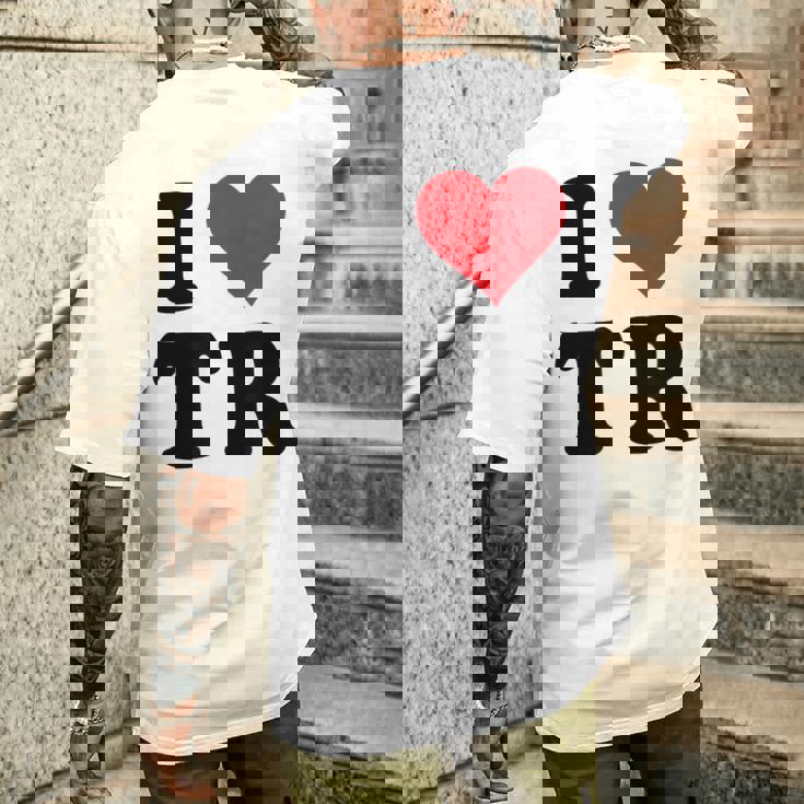 I Heart Tr Initials I Love TR First And Last NameR メンズTシャツ バックプリント 彼への贈り物