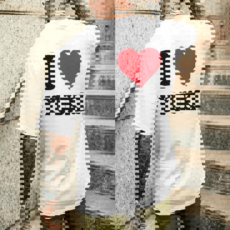 I Heart Yukiファーストネーム I Love パーソナライズ メンズTシャツ バックプリント 彼への贈り物