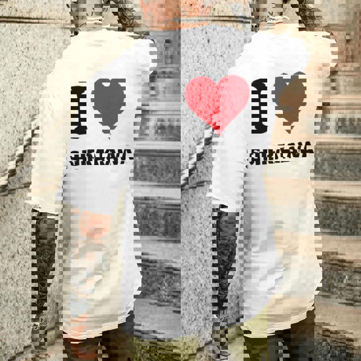 I Heart 白川ジャパンラブ 日本土産 メンズTシャツ バックプリント 彼への贈り物