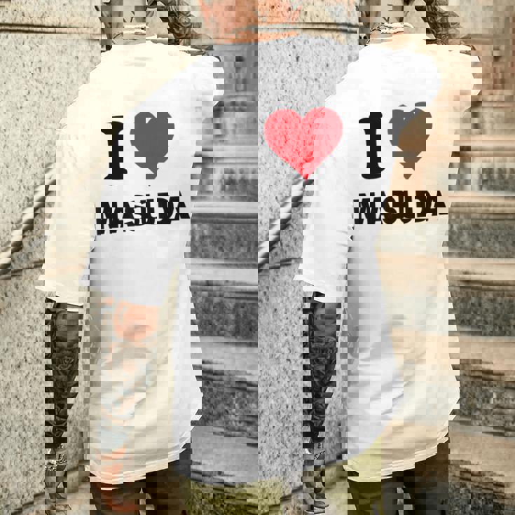 I Heart 益田ジャパンラブ 日本のお土産品 メンズTシャツ バックプリント 彼への贈り物