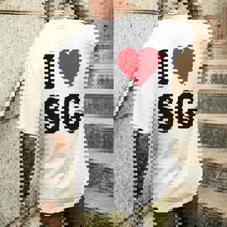 I Heartg イニシャル I LoveG 姓 G メンズTシャツ バックプリント 彼への贈り物