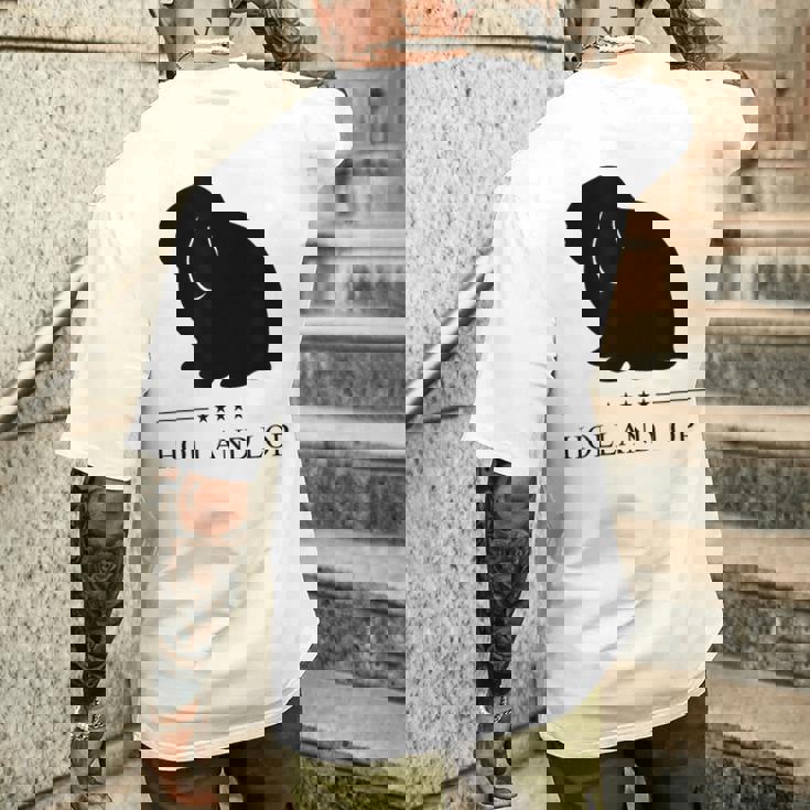 Holland Lop Rabbitブラックシルエット メンズTシャツ バックプリント 彼への贈り物