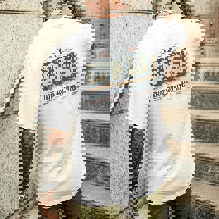 I'm Edwin Doing Edwin Things Edwin 名前 メンズTシャツ バックプリント 彼への贈り物