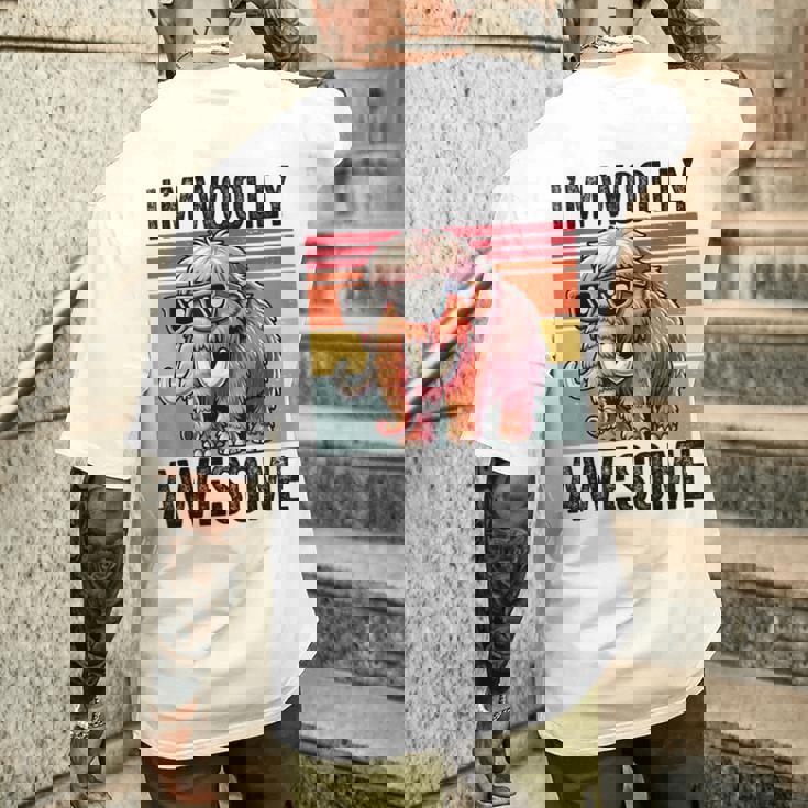 I'm Woolly Awesome 面白い レトロ メンズ レディース キッズ ウーリーマンモス メンズTシャツ バックプリント 彼への贈り物