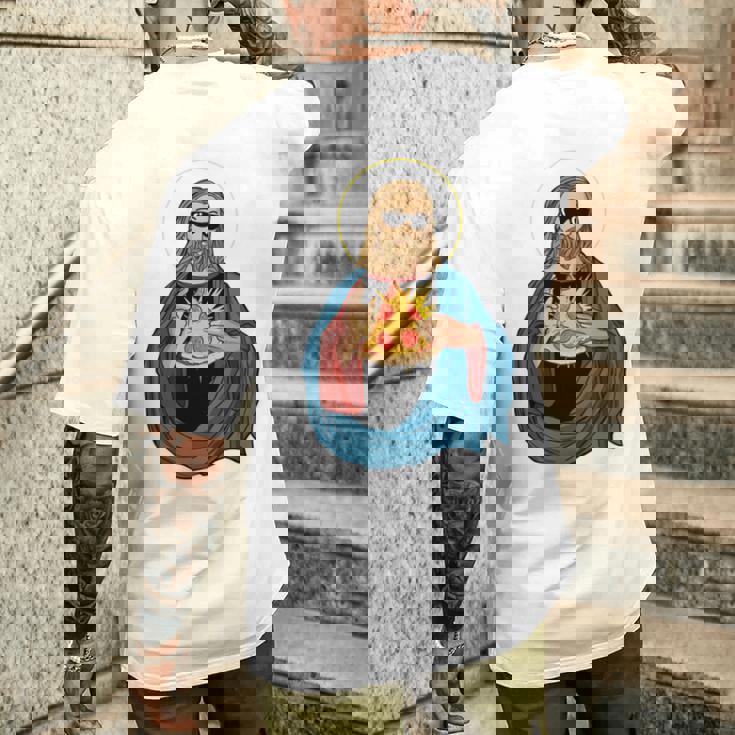 Jesus Holding A Pizza 長袖tシャツ メンズTシャツ バックプリント 彼への贈り物