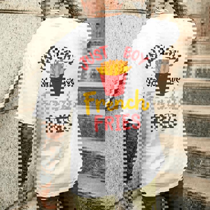 Just A Boy Who Loves French Fries フライドポテト じゃがいも ヴィーガン メンズTシャツ バックプリント 彼への贈り物
