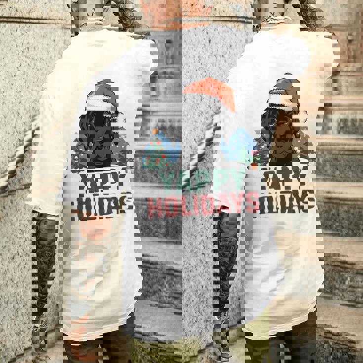 Lab クリスマス ラブラドールレトリバー Yappy Holidays Dog メンズTシャツ バックプリント 彼への贈り物