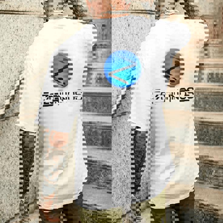 Linux Zorin Os タグラインとロゴ入り オープンソースos メンズTシャツ バックプリント 彼への贈り物