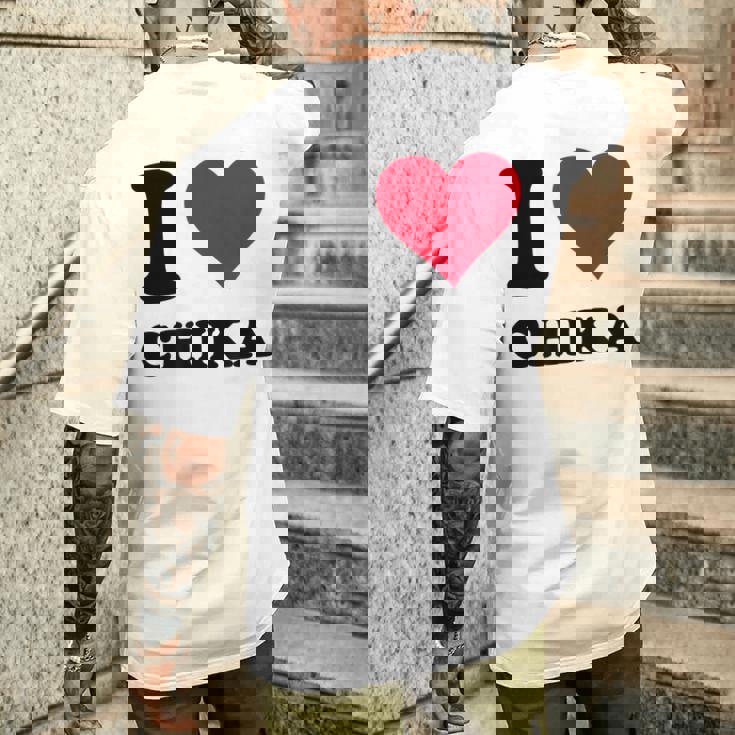 I Love Chika メンズTシャツ バックプリント 彼への贈り物