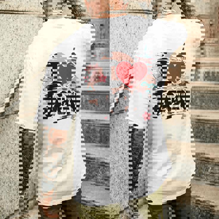 I Love Japan 桜 桜 日本の富士山 寺院 メンズTシャツ バックプリント 彼への贈り物