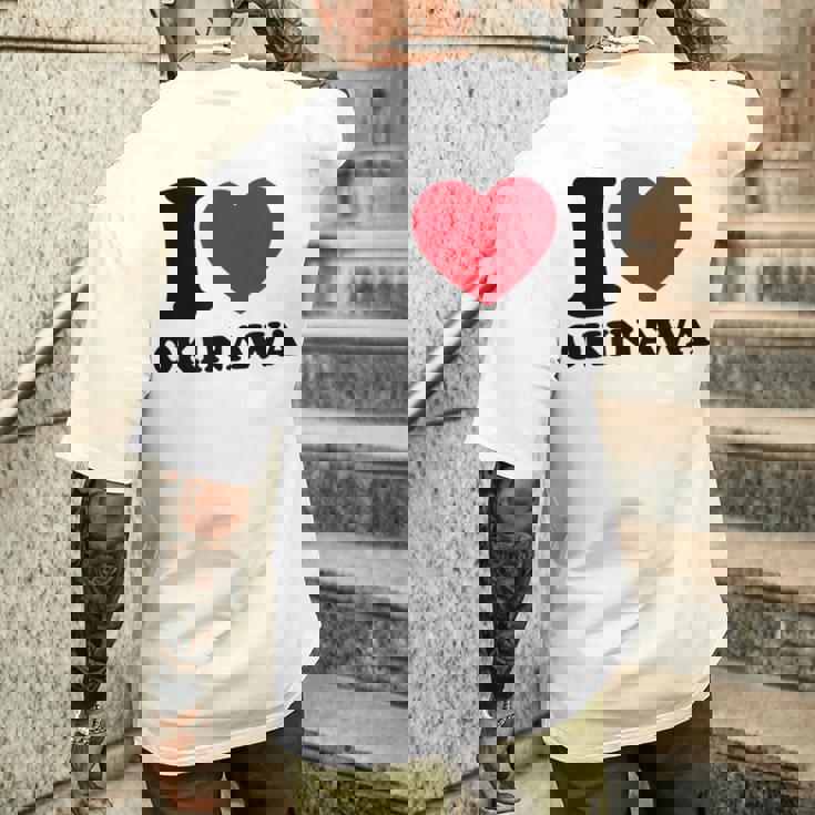 I Love Okinawa アイラブ 沖縄 メンズ 琉球 お土産 旅行 メンズTシャツ バックプリント 彼への贈り物