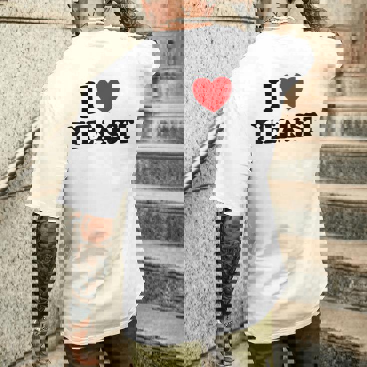 I Love Yeast 面白くてかわいい栄養パン屋フードヌーチファン メンズTシャツ バックプリント 彼への贈り物