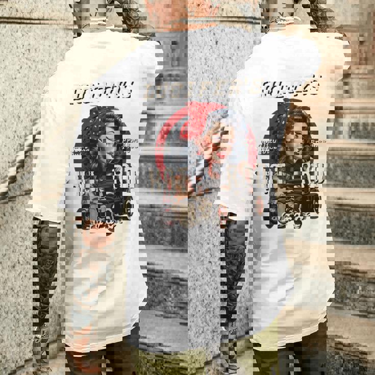 Lucifer's スーパーホットロッド ピンナップガール ロカビリー ガレージ レトロ メンズTシャツ バックプリント 彼への贈り物