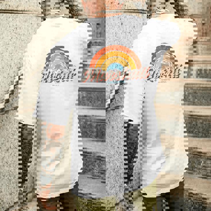 Marshall Minnesota Mnヴィンテージレインボーレトロ70年代 メンズTシャツ バックプリント 彼への贈り物