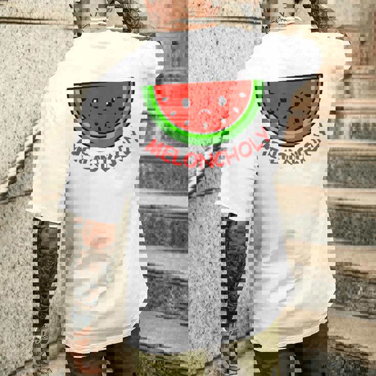 Meloncholy 面白い スイカ しゃれ フルーツ好き。 メンズTシャツ バックプリント 彼への贈り物