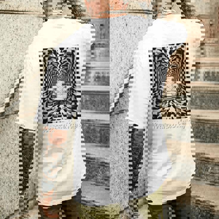 Monochrome Magic 幾何学トリックアート 長袖tシャツ メンズTシャツ バックプリント 彼への贈り物