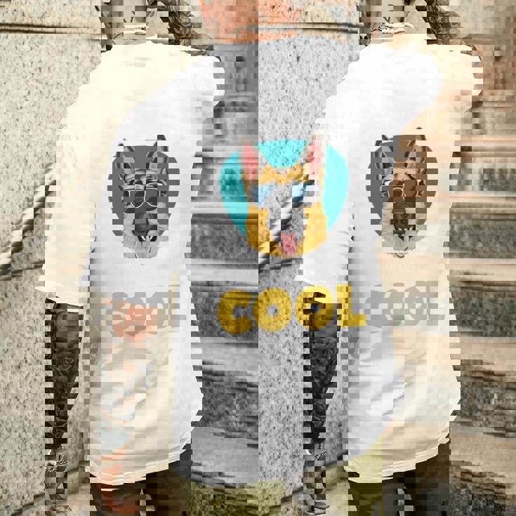 My Dog Thinks I'm Cool サングラス ジャーマンシェパード ドッグオーナー 長袖tシャツ メンズTシャツ バックプリント 彼への贈り物