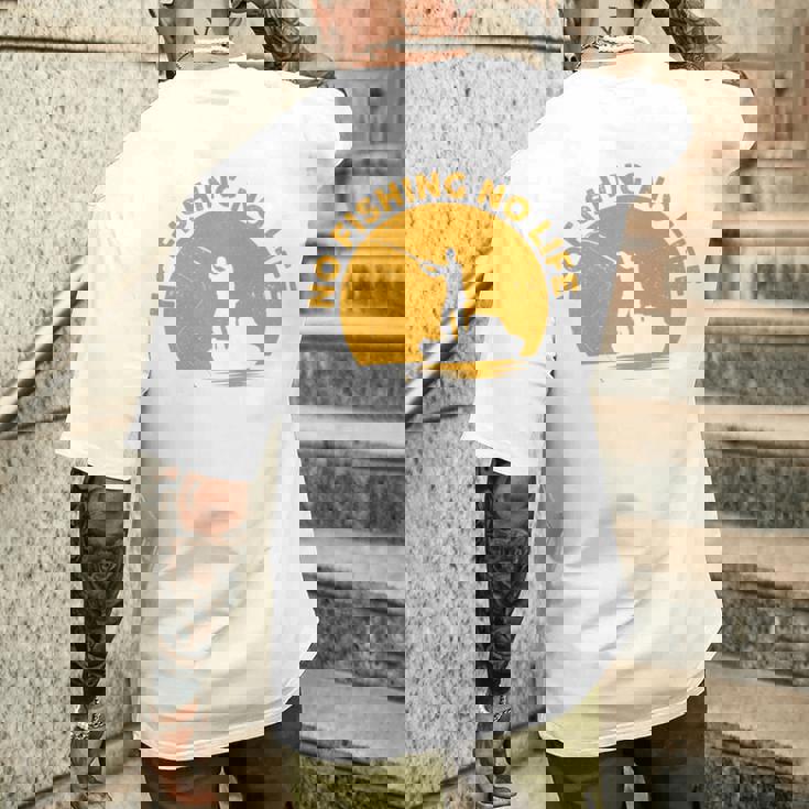 No Fishing No Life 釣り フィッシング ロゴ プリント 長袖tシャツ メンズTシャツ バックプリント 彼への贈り物