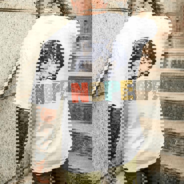 Nope 眠るシベリアンハスキーデザイン 長袖tシャツ メンズTシャツ バックプリント 彼への贈り物