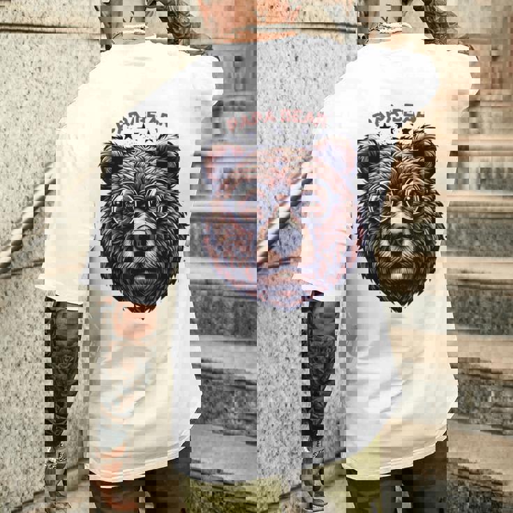 メンズ Papa Bear Face サングラス Papa Bear Lover 父の日 メンズTシャツ バックプリント 彼への贈り物