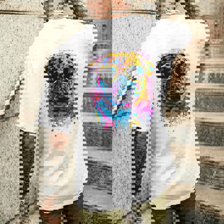 Pug Dog Lovers カラフル ポップアート パグ 長袖tシャツ メンズTシャツ バックプリント 彼への贈り物