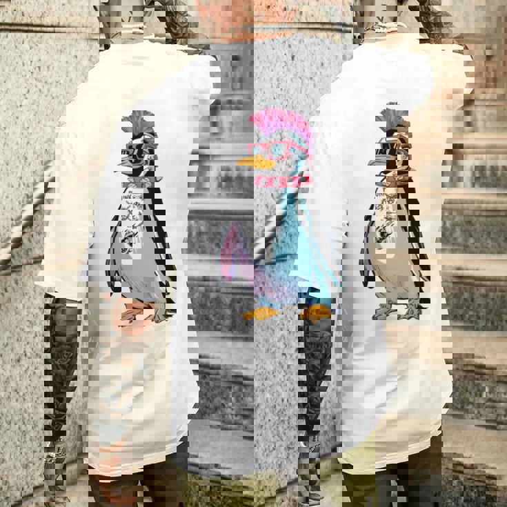 Punkuin 面白い パンクロック パンクロック ペンギン 長袖tシャツ メンズTシャツ バックプリント 彼への贈り物