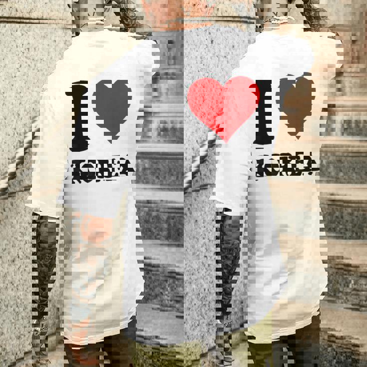 Red Heart I Love Korea メンズTシャツ バックプリント 彼への贈り物