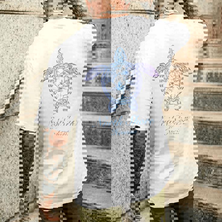 Save The Hawaii ウミガメ ハワイアンブルー トライバル タートル ホヌ メンズTシャツ バックプリント 彼への贈り物