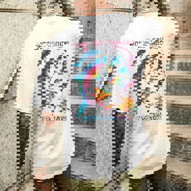 Stop Finning ジンベエザメ シュモクザメサメの種類タイダイ 長袖tシャツ メンズTシャツ バックプリント 彼への贈り物