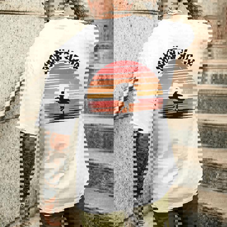 Sunseturf サーフボード ビンテージサーフィン サーファー用 メンズTシャツ バックプリント 彼への贈り物