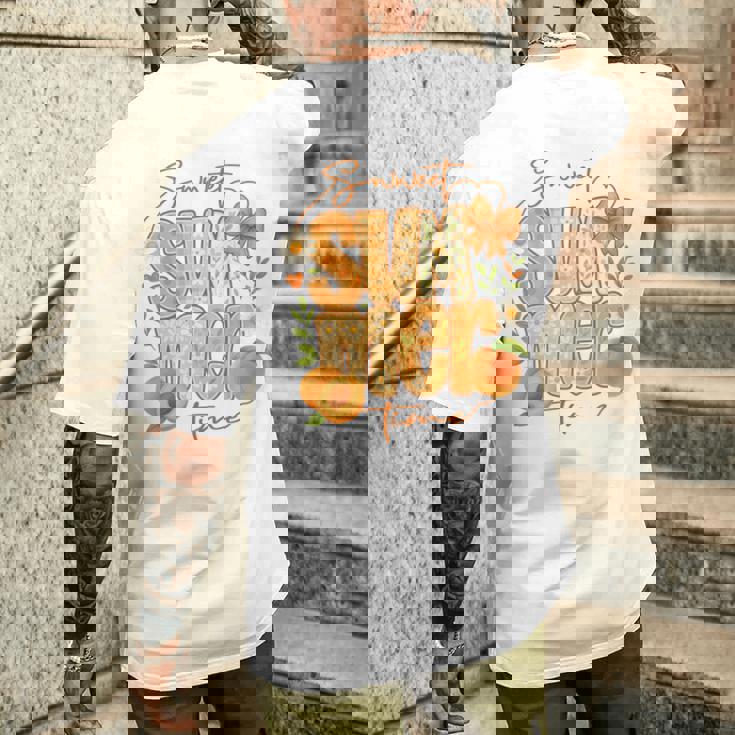 Sweetummer Time 鮮やかなフローラルピーチ 長袖tシャツ メンズTシャツ バックプリント 彼への贈り物