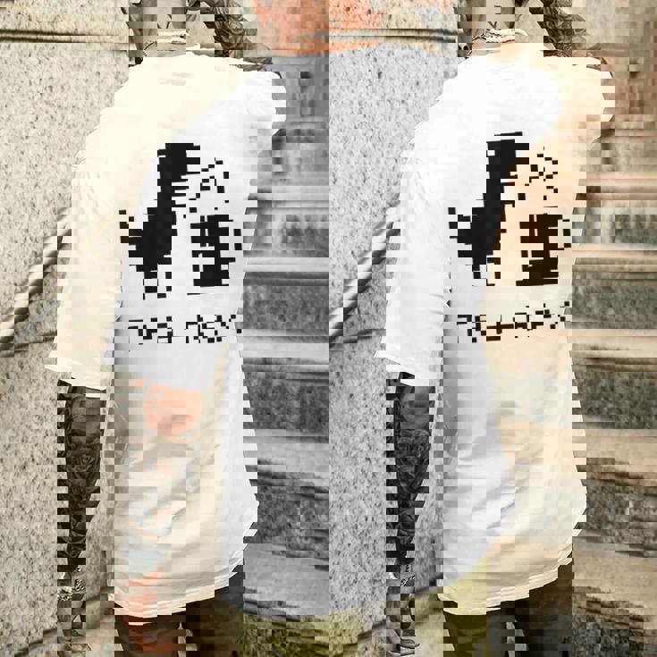 Tea Rex Pixel 8ビットゲーム恐竜 メンズTシャツ バックプリント 彼への贈り物